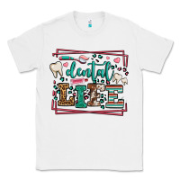 White Dental life leopard frame Classic Tee - LillyAllenDesigns