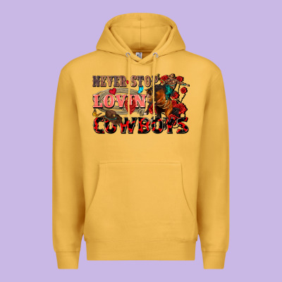 Never Stop Lovin Cowboys Premium Hoodie Designed By Fadigitalartstudio