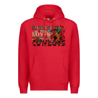 Red Never stop lovin cowboys Premium Hoodie - FaDigitalArtStudio