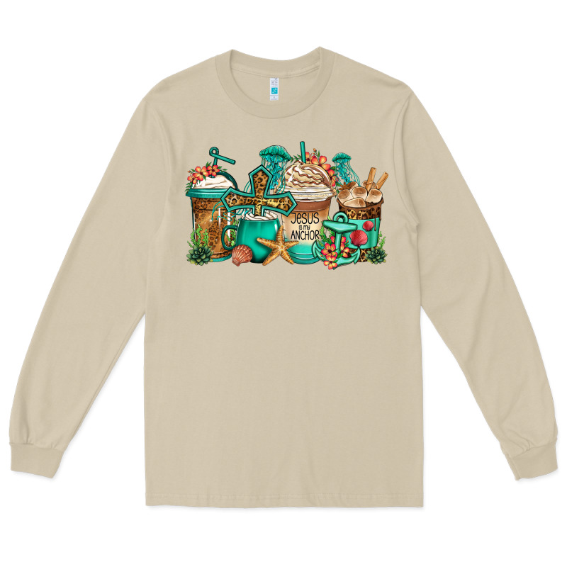 Jesus Is My Anchor Coffee Cups Long Sleeve Tee by Jasminsmagicworld | Teevron