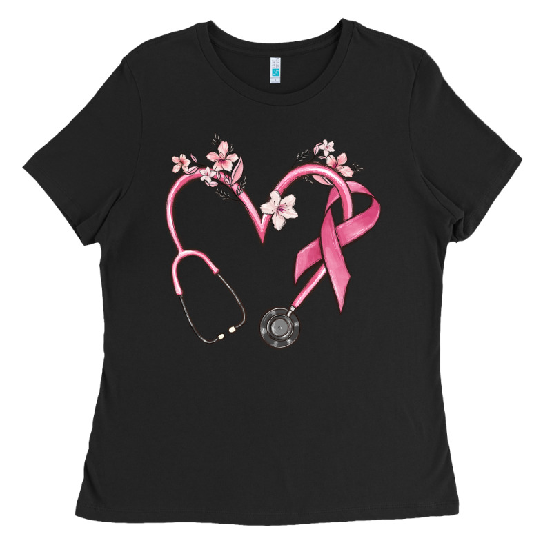 Stethoscope Nurse Medical Breast Cancer Awareness Ladies Tee by MaliasSmallBusiness | Teevron