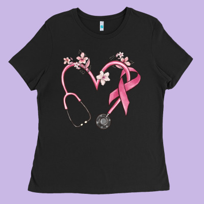 Stethoscope Nurse Medical Breast Cancer Awareness Ladies Tee Designed By Maliassmallbusiness