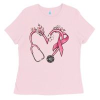 Bubblegum Pink stethoscope nurse medical breast cancer awareness Ladies Tee - MaliasSmallBusiness
