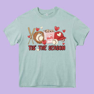 Tis The Season Baseball Heavy Core Tee Designed By Maliassmallbusiness