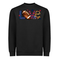 Black Love Football team color red blue 4th of july Heavyweight Sweatshirt - HowdyJamesFarm