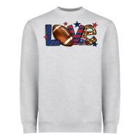 Heather Grey Love Football team color red blue 4th of july Heavyweight Sweatshirt - HowdyJamesFarm