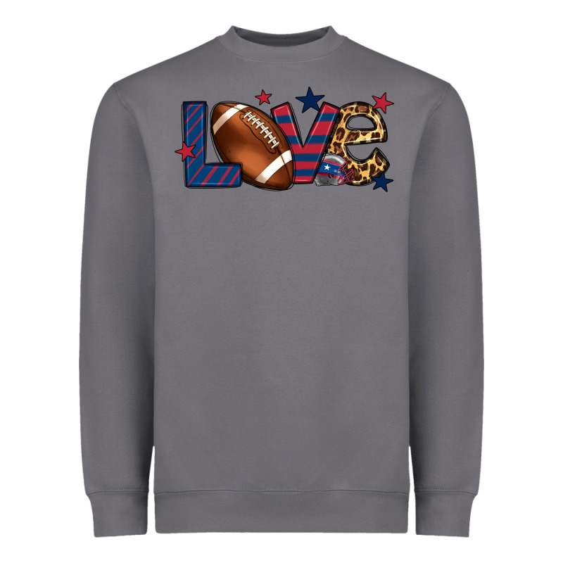 Love Football Team Color Red Blue 4th Of July Heavyweight Sweatshirt by HowdyJamesFarm | Teevron