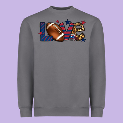 Love Football Team Color Red Blue 4th Of July Heavyweight Sweatshirt Designed By Howdyjamesfarm