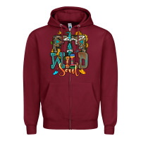 Burgundy western wild soul Zipper Hoodie - OliviaCreatesArt