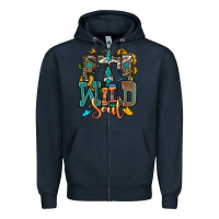Navy western wild soul Zipper Hoodie - OliviaCreatesArt