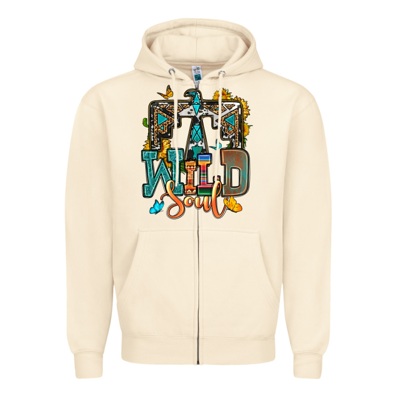 Western Wild Soul Zipper Hoodie by OliviaCreatesArt | Teevron