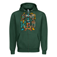 Sports Green western wild soul Zipper Hoodie - OliviaCreatesArt