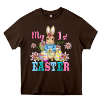 Chocolate Brown my first easter with baby bunny and eggs Heavy Core Tee - AdoDesignShop