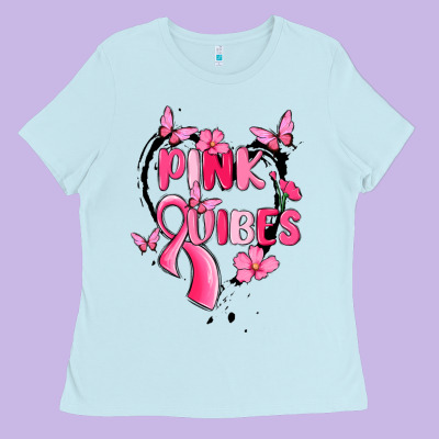 Pink Vibes Ladies Tee Designed By Maliassmallbusiness
