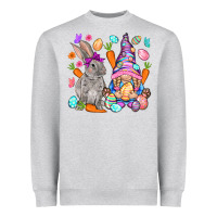 Heather Grey Easter gnome and rabbit Easter Day Heavyweight Sweatshirt - HowdyJamesFarm