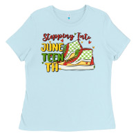 Baby Blue stepping into juneteenth Ladies Tee - MaliasSmallBusiness