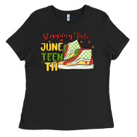 Black stepping into juneteenth Ladies Tee - MaliasSmallBusiness