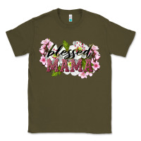 Army Green Blessed Mama Classic Tee - LillyAllenDesigns