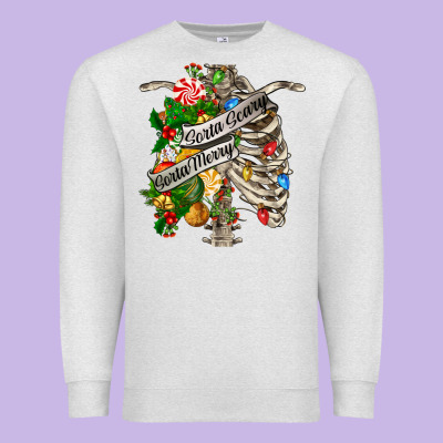 Sorta Merry Sorta Scary Chest Premium Sweatshirt Designed By Fadigitalartstudio