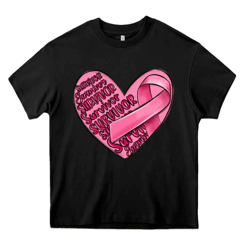 Heart Breast Cancer Heavy Core Tee by MaliasSmallBusiness | Teevron