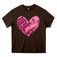 Chocolate Brown heart breast cancer Heavy Core Tee - MaliasSmallBusiness