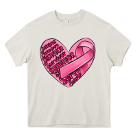 Cream heart breast cancer Heavy Core Tee - MaliasSmallBusiness