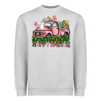 Heather Grey Happy Easter Day truck Heavyweight Sweatshirt - HowdyJamesFarm