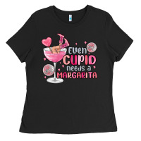 Black even cupid needs a margarita Ladies Tee - MaliasSmallBusiness