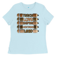 Baby Blue teach love inspire Ladies Tee - MaliasSmallBusiness