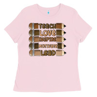 Bubblegum Pink teach love inspire Ladies Tee - MaliasSmallBusiness