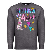 Charcoal Heather birthday girl 4 Premium Sweatshirt - BundleAndBundleShop