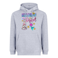Heather Grey Birthday Girl 9 Heavyweight Hoodie - BundleAndBundleShop