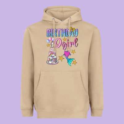 Birthday Girl 9 Heavyweight Hoodie Designed By Bundleandbundleshop