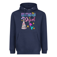 Navy Birthday Girl 9 Heavyweight Hoodie - BundleAndBundleShop