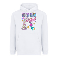 White Birthday Girl 9 Heavyweight Hoodie - BundleAndBundleShop