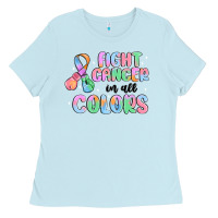 Baby Blue fight cancer in all colors Ladies Tee - MaliasSmallBusiness