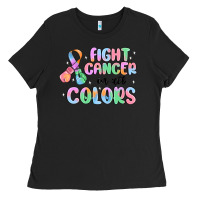 Black fight cancer in all colors Ladies Tee - MaliasSmallBusiness