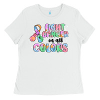 White fight cancer in all colors Ladies Tee - MaliasSmallBusiness