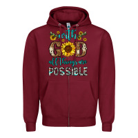 Burgundy with god all things are possible Zipper Hoodie - OliviaCreatesArt
