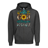 Charcoal Heather with god all things are possible Zipper Hoodie - OliviaCreatesArt