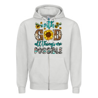 Dove Grey with god all things are possible Zipper Hoodie - OliviaCreatesArt