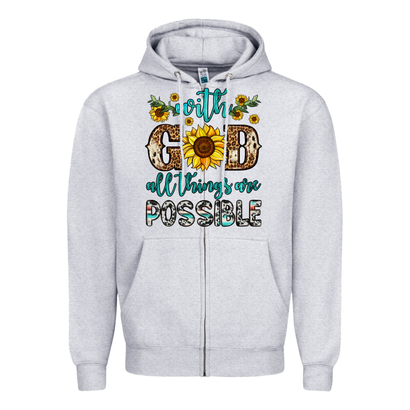 With God All Things Are Possible Zipper Hoodie by OliviaCreatesArt | Teevron