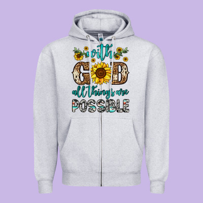 With God All Things Are Possible Zipper Hoodie Designed By Oliviacreatesart