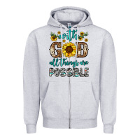 Heather Grey with god all things are possible Zipper Hoodie - OliviaCreatesArt