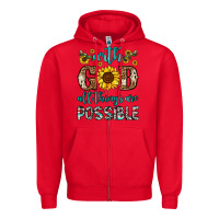 Red with god all things are possible Zipper Hoodie - OliviaCreatesArt