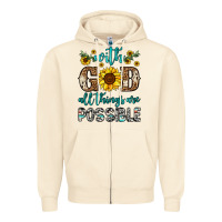 Sandshell with god all things are possible Zipper Hoodie - OliviaCreatesArt