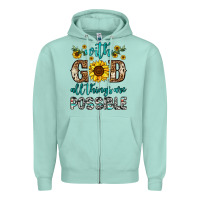 Seafoam with god all things are possible Zipper Hoodie - OliviaCreatesArt