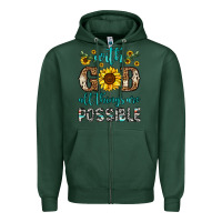 Sports Green with god all things are possible Zipper Hoodie - OliviaCreatesArt