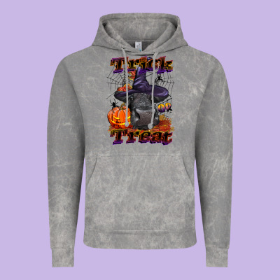 Trick Or Treat Black Angus Heifer Vintage Hoodie Designed By Lillyallendesigns