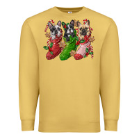 Antique Gold french bulldog with christmas socks Premium Sweatshirt - FaDigitalArtStudio